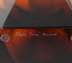 Alberto Dona Pair of Cognac Murano Glass and Brass Lamps Signed Italy - 4439264