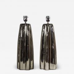 Alberto Dona Pair of Fluted mirrored Murano Glass Table Lamps by Alberto Don  - 4688503