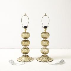 Alberto Dona Pair of Golden Amber Pagliesco Murano Glass Spheres Lamps Italy 2025 Signed - 4442470