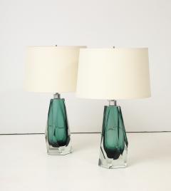 Alberto Dona Pair of Green Murano Glass Lamps by Alberto Dona Signed Italy - 4439233