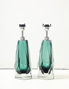 Alberto Dona Pair of Green Murano Glass Lamps by Alberto Dona Signed Italy - 4439234