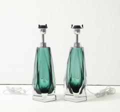 Alberto Dona Pair of Green Murano Glass Lamps by Alberto Dona Signed Italy - 4439235