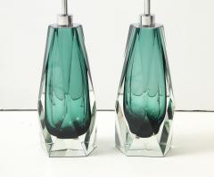 Alberto Dona Pair of Green Murano Glass Lamps by Alberto Dona Signed Italy - 4439237