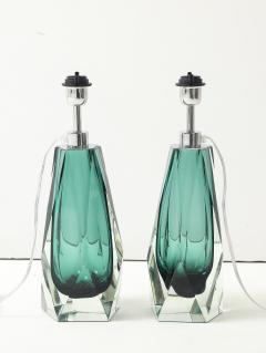 Alberto Dona Pair of Green Murano Glass Lamps by Alberto Dona Signed Italy - 4439240