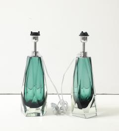 Alberto Dona Pair of Green Murano Glass Lamps by Alberto Dona Signed Italy - 4439241