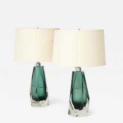 Alberto Dona Pair of Green Murano Glass Lamps by Alberto Dona Signed Italy - 4439377