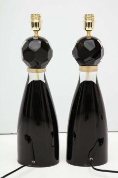 Alberto Dona Pair of Handblown Modern Black and Gold Murano Glass Lamps Italy Signed - 1913591