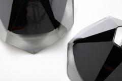 Alberto Dona Pair of Jeweled Black Solid Murano Glass and Chrome Lamps Italy 2022 - 2828567