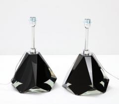 Alberto Dona Pair of Jeweled Black Solid Murano Glass and Chrome Lamps Italy 2022 - 2828571