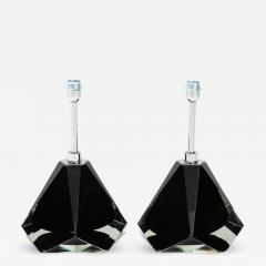 Alberto Dona Pair of Jeweled Black Solid Murano Glass and Chrome Lamps Italy 2022 - 2832948