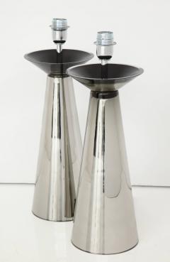 Alberto Dona Pair of Modernist Silver Mercury Murano Glass Lamps Italy Signed - 2470337