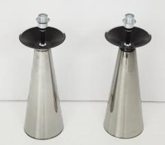 Alberto Dona Pair of Modernist Silver Mercury Murano Glass Lamps Italy Signed - 2470340