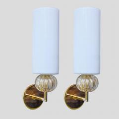 Alberto Dona Pair of Murano Glass white and Gold glass wall sconces - 4099531