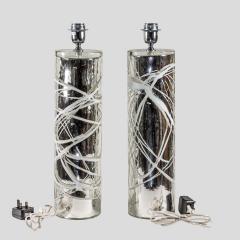 Alberto Dona Pair of Silver Mirrored Murano glass table lamps - 4222654