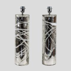 Alberto Dona Pair of Silver Mirrored Murano glass table lamps - 4222657