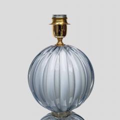 Alberto Dona Pair of light Pale blue grey blown Murano glass table lamps - 4641817