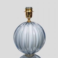 Alberto Dona Pair of light Pale blue grey blown Murano glass table lamps - 4641818