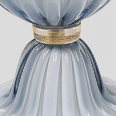 Alberto Dona Pair of light Pale blue grey blown Murano glass table lamps - 4641820