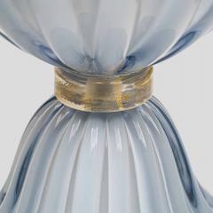 Alberto Dona Pair of light Pale blue grey blown Murano glass table lamps - 4641822