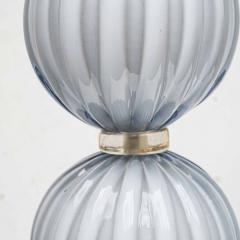 Alberto Dona Pair of light Pale blue grey blown Murano glass table lamps - 4641824