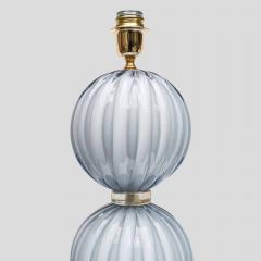 Alberto Dona Pair of light Pale blue grey blown Murano glass table lamps - 4641826
