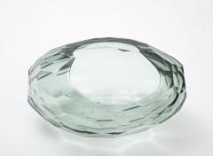 Alberto Dona Sculptural Handblown Faceted Green Gray Murano Glass Vase Signed Italy 2022 - 2825442
