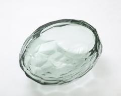 Alberto Dona Sculptural Handblown Faceted Green Gray Murano Glass Vase Signed Italy 2022 - 2825443