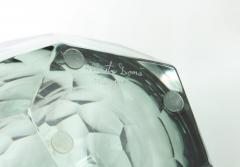 Alberto Dona Single Handblown Faceted Green Gray Murano Glass Vase Signed Italy 2022 - 2825460