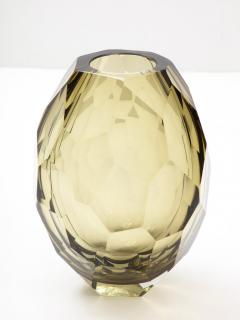 Alberto Dona Single Handblown Faceted Smoke Citrine Murano Glass Vase Signed Italy 2022 - 2823513