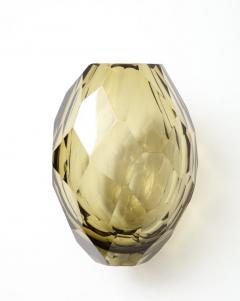 Alberto Dona Single Handblown Faceted Smoke Citrine Murano Glass Vase Signed Italy 2022 - 2823514