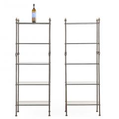 Alberto Giacometti A Pair of Italian Iron tageres with Glass Shelves In the manner of Giacometti  - 4416044