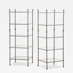 Alberto Giacometti A Pair of Italian Iron tageres with Glass Shelves In the manner of Giacometti  - 4419166