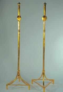 Alberto Giacometti After Alberto Giacometti Pair of Gold Leafed Bronze Floor Lamps - 1590790