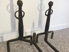 Alberto Giacometti Exceptional Rare Pair of Sculpted Bronze Andirons in the manner of Giacometti - 441369