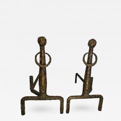 Alberto Giacometti Exceptional Rare Pair of Sculpted Bronze Andirons in the manner of Giacometti - 446210