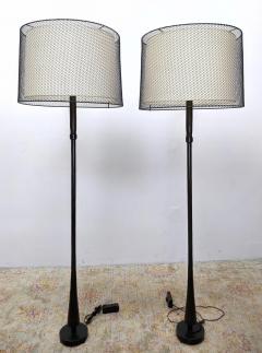 Alberto Giacometti Pair Of Custom Floor Lamps in Iron Bronze and Wood - 2572732