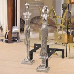 Alberto Giacometti Pair of Artisan Andirons in the Style of Giacometti 1970s - 2176956