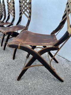 Alberto Marconetti Alberto Marconetti Original Oak Iron Leather Straps Dining Chairs Set of 12 - 4641335