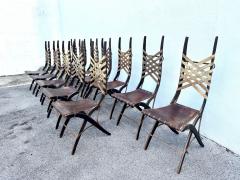 Alberto Marconetti Alberto Marconetti Original Oak Iron Leather Straps Dining Chairs Set of 12 - 4641360