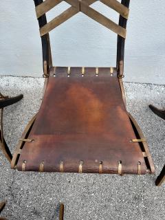 Alberto Marconetti Alberto Marconetti Original Oak Iron Leather Straps Dining Chairs Set of 12 - 4641393