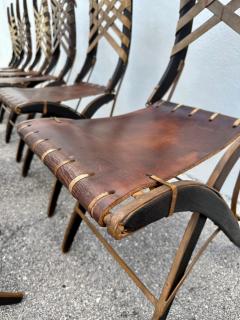 Alberto Marconetti Alberto Marconetti Original Oak Iron Leather Straps Dining Chairs Set of 12 - 4641395
