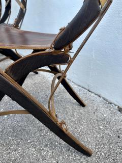 Alberto Marconetti Alberto Marconetti Original Oak Iron Leather Straps Dining Chairs Set of 12 - 4641406