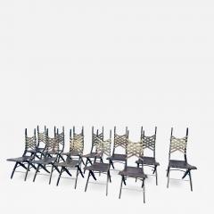 Alberto Marconetti Alberto Marconetti Original Oak Iron Leather Straps Dining Chairs Set of 12 - 4745791