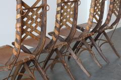 Alberto Marconetti Set of 6 Oak Iron Leather Dining Chairs by Alberto Marconetti - 4471037