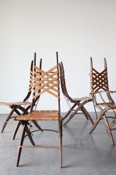 Alberto Marconetti Set of 6 Oak Iron Leather Dining Chairs by Alberto Marconetti - 4471039