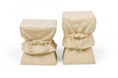 Alberto Pinto Pair of French Drapery and Rope Form Occasional Pedestal Tables - 4274421