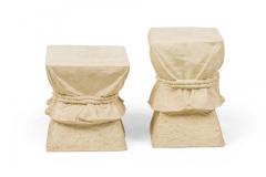 Alberto Pinto Pair of French Drapery and Rope Form Occasional Pedestal Tables - 4274422