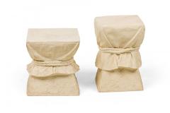 Alberto Pinto Pair of French Drapery and Rope Form Occasional Pedestal Tables - 4274423