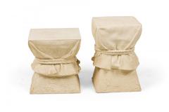 Alberto Pinto Pair of French Drapery and Rope Form Occasional Pedestal Tables - 4274424