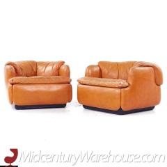 Alberto Rosselli Alberto Rosselli for Saporiti Confidential Leather Lounge Chairs Pair - 3683936